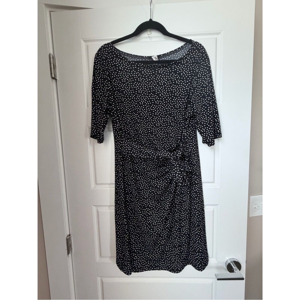 MSK Black and White Polka Dot Midi Dress-XL